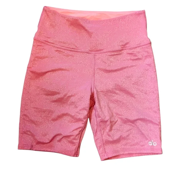 ALO Yoga High Waist Glitter Biker Shorts - Picture 2 of 7